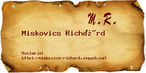 Miskovics Richárd névjegykártya