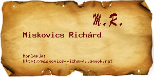 Miskovics Richárd névjegykártya