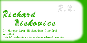 richard miskovics business card